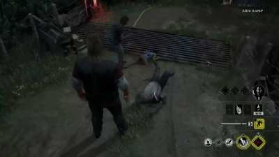 Leatherface forgot he doesn't have rubber boots