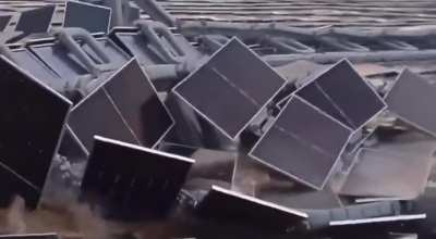 The world's largest floating solar power plant in Madhya Pradesh, India, was almost completely destroyed by a storm