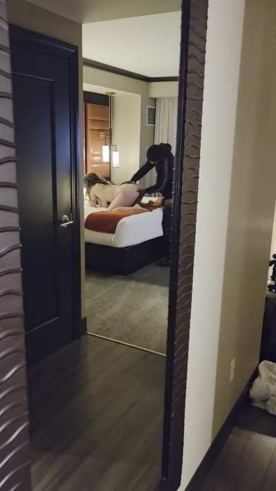 Daddy comes back to the room for alittle surprise...