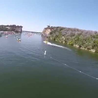 Skydiving onto a moving jet ski