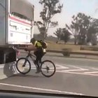 This guy going at 80 kmh (50 mph) With his bike using drafting