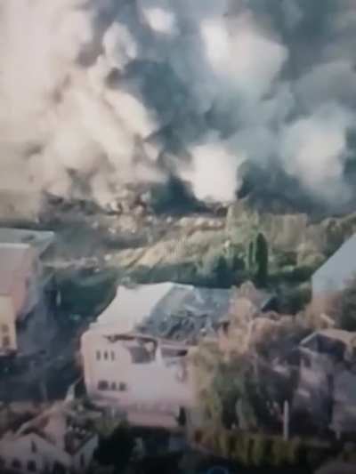 Footage of two Russian IFVs (probably BMP-2s) being destroyed in Bohorodychne