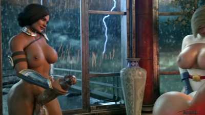 Wonder Woman & Power Girl pounding Catwoman (Rigid3D) [DC]