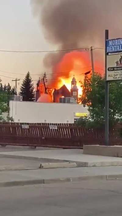Another Catholic Church has burst into flames and was razed to the ground in Edmonton, Canada