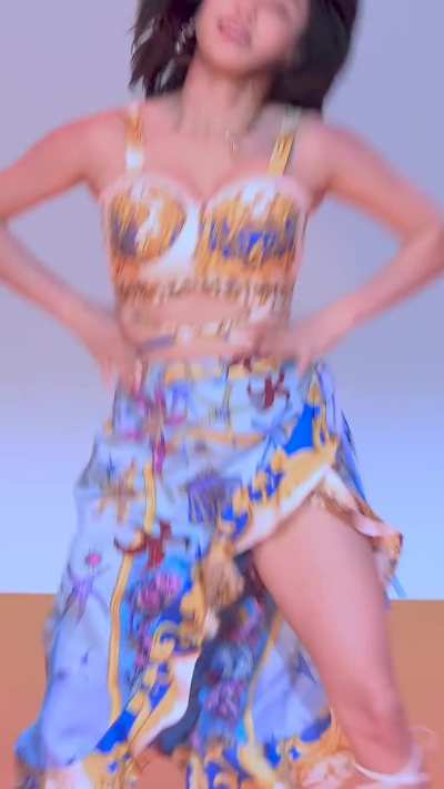 Jihyo - white top, light blue dress, alcohol free performance, studio choom