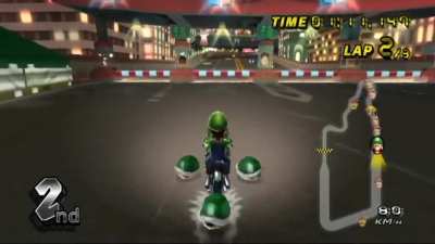 Easy cruising... (video: If I get squashed the video ends | Mario Kart Wii. By CreepyProduce)