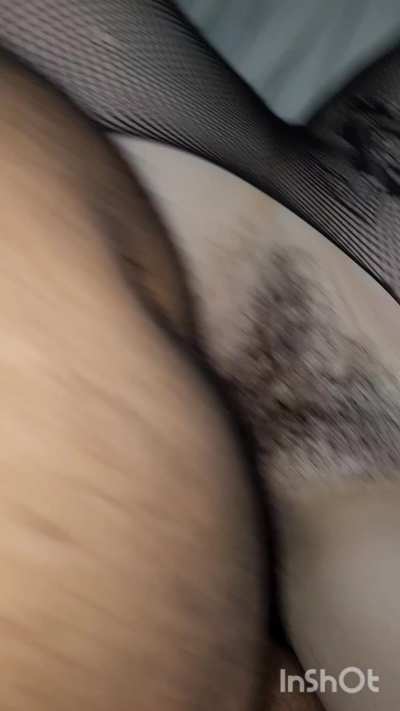My hot wife in fishnets loves getting her fat hairy pussy fucked Part 1