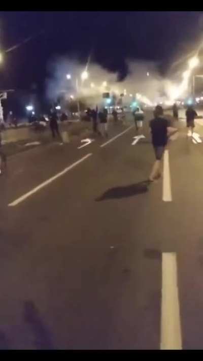 Molotovs in Minsk being used to slow advancing riot police tonight.