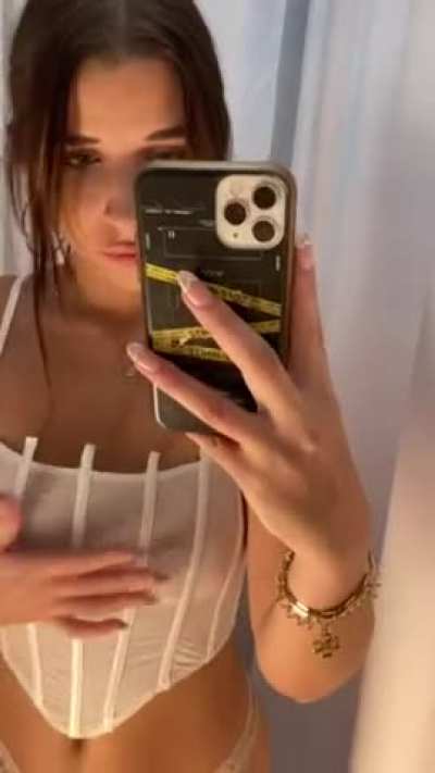 Do you like my 18 years old tits... I wish you were in the changing room with me