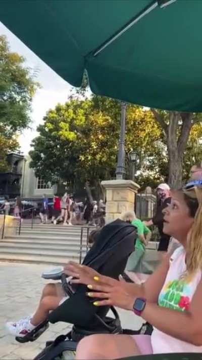 Woman tries to justify peeing in public at Disney.
