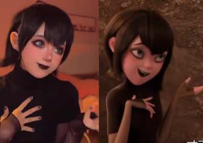 Cosplayer @seeu_cosplay (twitter) imitates CG character animation with uncanny accuracy.