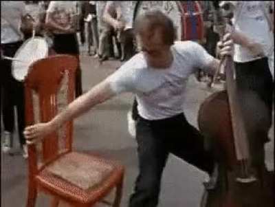 Playing the cello in a marching band