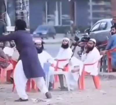 His expression at the end