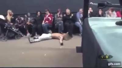 Wrestler injured in botch. Crowd apathetic.