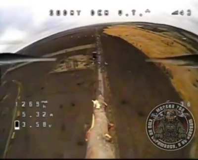 Russian drone with a stick being used against Ukrainian drones