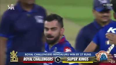Here's the full clip of RCB's celebration. RCB didn't even celebrate for 1.30 seconds. But I was told that csk was waiting for RCB since 15-20mintues.. Dhoni couldn't even wait for a minute and 30 seconds... he thinks he is god