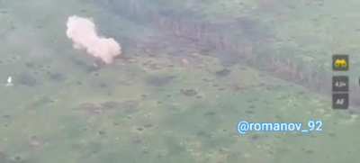 Russians filled tank with allegedly 6 tonnes of explosive and sent it toward Ukrainian position in Marinka. However, tank hit a mine and was hit by RPG and detonated too early. However explosion is gigantic.