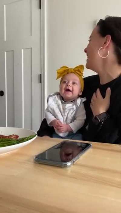 Hearing your baby laugh for the first time!