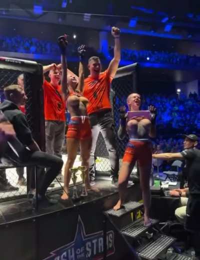 Winners entertaining the crowd