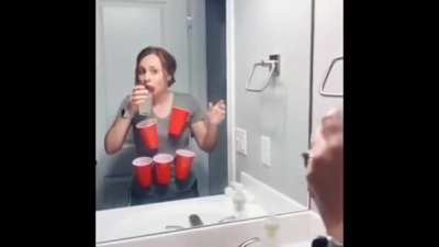 Beer pong social distancing style!