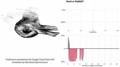 Is it a Duck or a Rabbit? For Google Cloud Vision, it depends how the image is rotated. [OC]