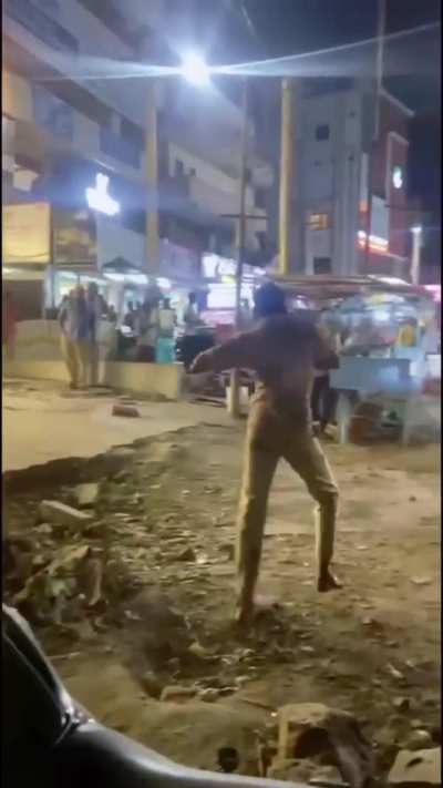 Guy gets a hot pre Christmas gift after he assaults a food stall chef.