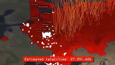 Simulation of a retaliatory strike against Russia after Putin uses nuclear weapons.
