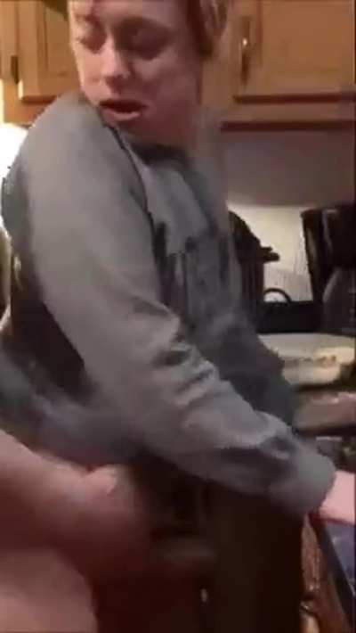 Surprising Mom in the kitchen when I come back home