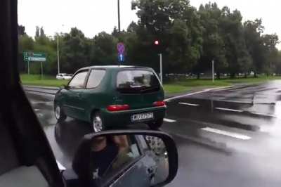 Woman drives with a handbrake on (sorry for the strange music)