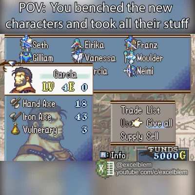 POV: You benched the new characters and took all their stuff