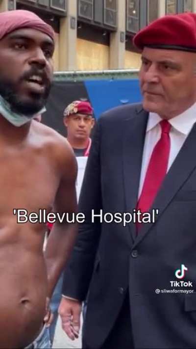 The moment a homeless man interrupts NYC mayoral candidate Curtis Sliwa’s press conference.