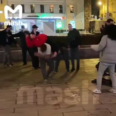 Street brawl turns into pro wrestling