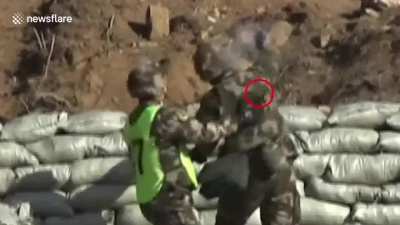 Military recruit saved after dropping live grenade at his feet
