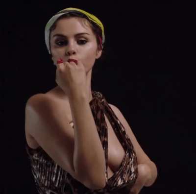 Selena Gomez teasing you before sucking your cock