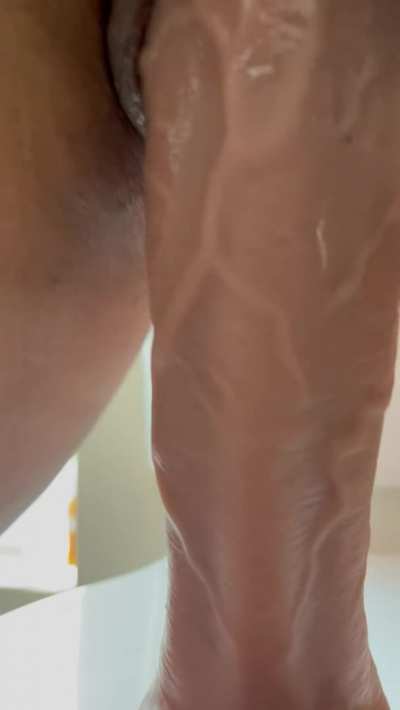 My Asian Milf pussy tight around big thick dildo