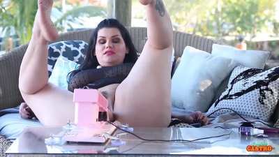 Cuban Mommy fucks Strokinator Masturbatron 3000 🥵🍈🍈🌶🌸<wbr>🤖💦💦
