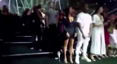 Kanye forcing a dead crowd to stand up for Rihanna's performance.