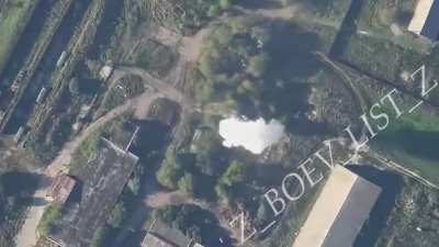 RU pov: Drone hits possible s-300 launcher