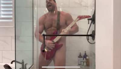 [NSFW] Rick Boogs stroking wood in the shower.