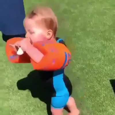 Son wondering why he can’t eat the banana