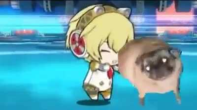 Aigis and Koromaru be groovin