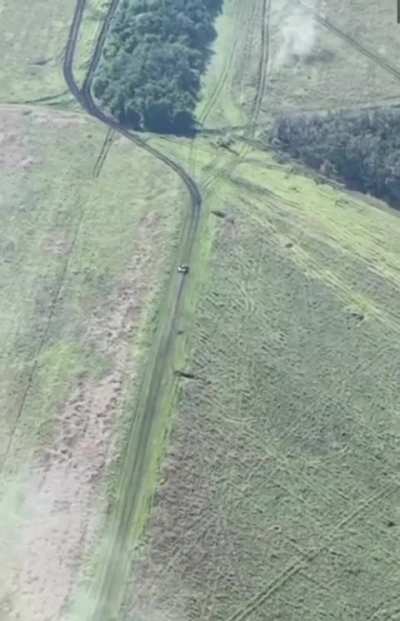 Russian BMP exploded after detonating an anti-tank mine on a road near the front line, Zaporizhzhia region. July 18 or 19, 2024
