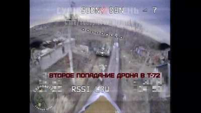 VT-40 kamikaze drones are used to destroy a Ukrainian T-72 tank and strike the fleeing crew in the end
