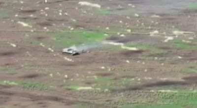 Ru pov: Russian military destroys a MT-LB of the Armed Forces of Ukraine in the Donbass Region.