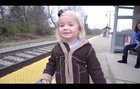 Little girl seeing a train for the first time...