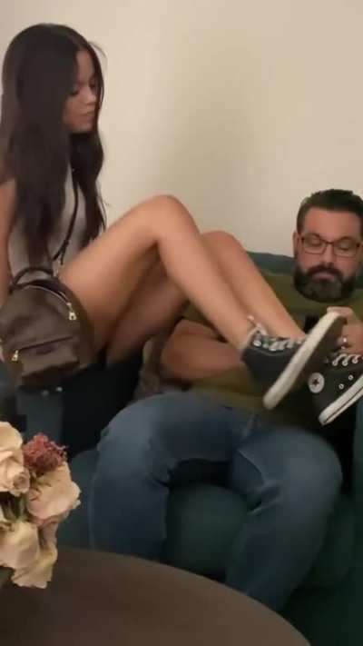 Bugging her dad