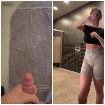 Huge shots for a fat ass in tight gym shorts