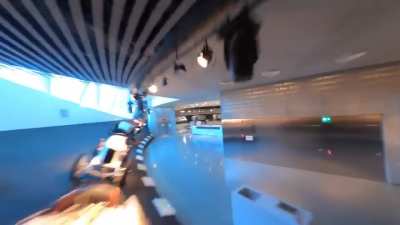 Drone operator flies through Mercedes Museum