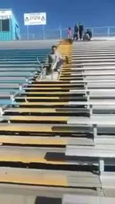 WCGW sliding down these bleachers on a table?