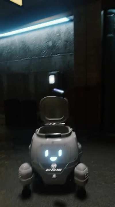 Finally animated my garbage robot that gets extremely upset when you don't recycle.